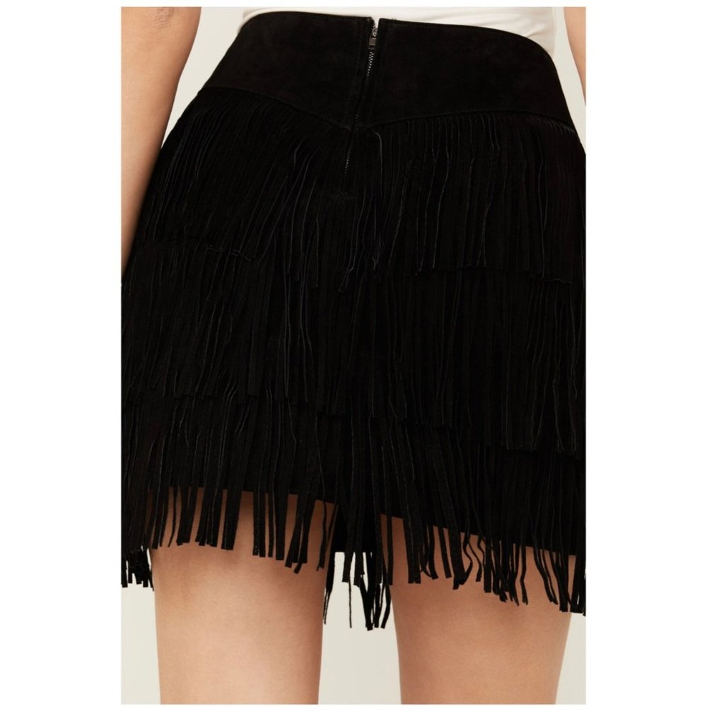2b Bebe Suede Like Fringe Mini Skirt Size Small